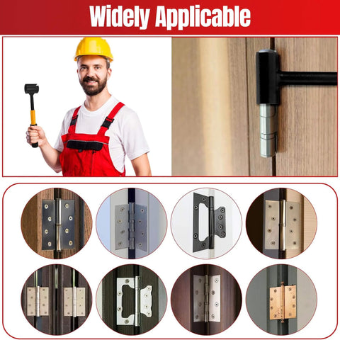 Man holding 4 In 1 Door Hinge Adjustment Tool For Cabinet Doors FurUlixty 0.55 To 0.98 Inch Anti Slip C Wrench Spanner with images of various hinges