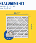 Beefed Up MERV 11 Air Filter 6 Pack Fits 20.88 x 20.88 x 0.75 In HVAC Universal 1 Inch Size measurements on yellow background
