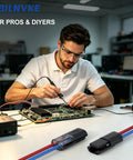 Heavy Duty Double Wire Plug Connectors 20 Pack With Secure Snap Locking Buckles 18 To 16 Awg for auto and home wiring with a technician working on a circuit board.