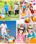 Kids and adults playing with 48 Piece Beach Ball And Neon Sunglasses Party Favors Set With 24 Inflatable 12 Inch Beach Balls 24 Neon Sunglasses And Handy Pump For Kids And Adults Summer Pool Park Backyard Birthday Parties at various events.