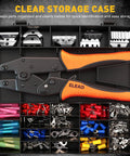 All In One Pro Grade Ratchet Wire Crimping Kit With Five Quick Change Jaws 200 Piece Set For Auto Marine And DIY Wiring AWG 22 10 Terminal Crimper For Heat Shrink Insulated And Non Insulated Terminals Ferrules And Open Barrel in storage case