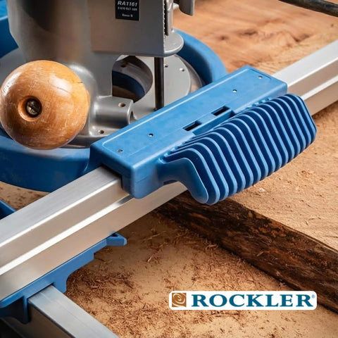 Board Slab Flattening Jig For Router Sled System Easy To Use Durable Tabletop Jig For Wooden Slabs End Grain Boards And Resin Projects Fits Most Woodworking Routers Perfect For Benchtop Setups No Fuss All Day Use in use on wooden surface with blue guide and metal rails