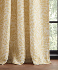 Light Filtering Vineyard Leaf Print Curtain Panels Set Of 2 Gold 84 Inches Rustic Farmhouse Rod Pocket And Back Tab Window Drapes