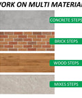 Heavy Duty 3 Step Handrails For Outdoor Front Porch Stairs on various step materials including concrete, brick, wood, and mixed surfaces.