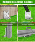 Multiple installation methods for 6 Pack 18 Inch Screw In Ground Anchors For Trampolines And Outdoor Play Equipment Fully Welded 2.7 Inch Wide Spiral Earth Anchors With L Bracket For Fence Posts Sheds Tents Canopies Swing Sets And Soccer Frames