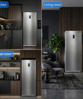 Frost Free Upright Freezer Single Door Stand Up 20 Cubic Feet in kitchen and living room settings with modern design.