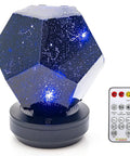 Galaxy Star LED Night Light Projector With Bluetooth Music Player, Rotating Base, showing remote control and starry pattern