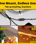 X Large Cable Tie Mounts 100 Pack with Adhesive Backing or Screw Holes for Permanent Hold in home office and holiday decor