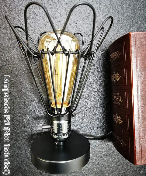 Vintage Edison Desk Lamp With Industrial Loft Vibe, E26/E27 Plug In On Off Switch, black metal base, beside book