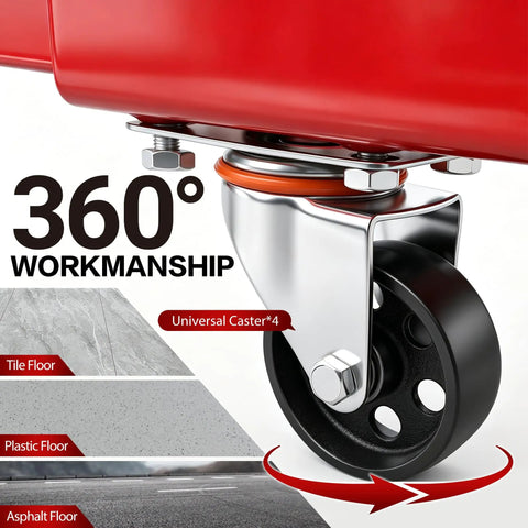 Close-up of a universal caster wheel showcasing 360° workmanship for No Sweat 4400 Pound Engine Hoist Cherry Picker.