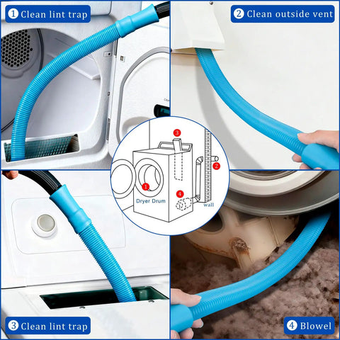 Dryer Vent Cleaner Kit With Universal Vacuum Hose Attachment 31 Inch Long Half Inch Diameter 4 In 1 Lint Remover Brush