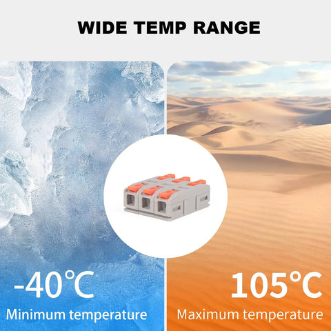 60 Piece Lever Wire Connectors Mini Quick Connectors Push In 1 In 1 Out Electrical Butt Splice Inline Terminals, wide temperature range from -40°C to 105°C.