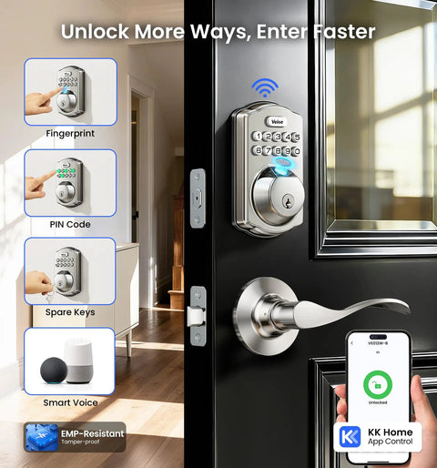 Smooth Operator WiFi Deadbolt Door Lock With Handle Set Keypad Entry Satin Nickel Finish App Control Fingerprint Access Straight Shot Install No Bridge Needed To Secure The Crib And Chill With Total Peace Of Mind