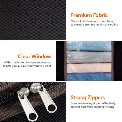 Six Pack Foldable Clothes Storage Bins With Clear Window And Reinforced Handles Durable Fabric Closet Organizer materials