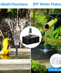 8W Solar Fountain Pump With Built In 3600mAh Battery For Bird Bath And Pond Water Feature No Fuss Dry Run Protection