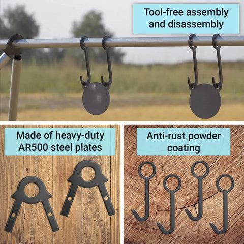 Beefy Heavy Duty AR500 Steel Shooting Target Stand Kit With 2 A Frame Brackets 4 Hooks Easy Assembly Target Hanging System For Rifle And Pistol Range Training