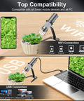 4K Wireless Digital Microscope With WiFi Camera, Hands Free Metal Stand, Live View Zoom In, High Detail Magnifier For iPhone Android And PC, All In One Tool For DIY Projects, Jewelry, Electronics, Education And Lab Work. WiFi and USB setup