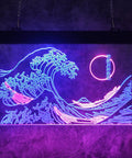 Great Wave Off Kanagawa LED Neon Sign Blue Pink Wall Art Dope Ukiyoe Inspired Neon Light For Living Room Bedroom 12x16 Inches Modern Room Decor Vibe Now