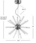 Chrome Integrated LED Starburst Pendant Light, 19.5 Inch Sputnik Chandelier With Adjustable Height, Mid Century Modern Ceiling Fixture