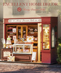 Vintage French Dessert Shop Miniature Dollhouse Kit With LED Light One 18 Scale Wooden Diorama Model For Adults