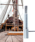 Stainless Steel Self Locking Plunger Pins With Durable Spring Rod Quick Release Handle close-up with shipbuilding background
