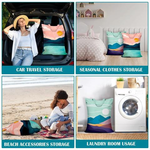 Two Pack Large Travel Laundry Bags With Handle Waterproof Washable Dirty Clothes Bags 18 by 23 Inches for Travel and Home