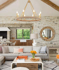 Lit Black Five Light Dining Room Chandelier Modern Pendant Lighting Fixture for Dining Area in rustic living room