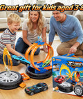 Family enjoying Rad Epic 360 Degree Loop Race Car Track Set With Fire Ring Stunt Includes Four One To Sixty Four Scale Cars A Kid Friendly Gift For Boys And Girls Ages Three To Eight
