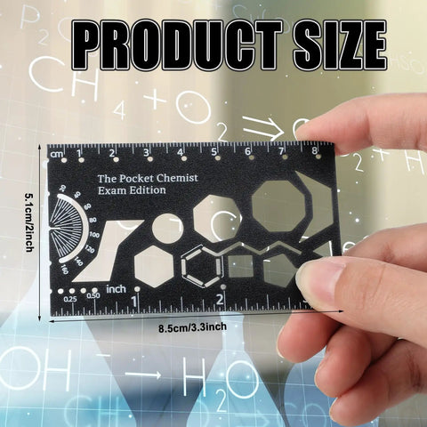 Person holding Organic Chemistry Stencil And Drawing Template Durable Metal Drafting Kit For Chemists And Students Built To Last