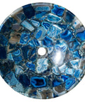 Handcrafted Blue Agate Countertop Sink 24 Inch Square Bathroom Vanity Bowl Smooth Nonporous Premium Kitchen Wash Basin top view with blue patterns