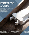 Push To Open Cabinet Hardware 8 Pack Self Closing Latch for Kitchen Cabinets, white latch on wooden surface