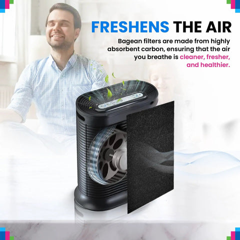 Activated Carbon Filter Sheet 16 By 48 Inches 2 Pack For Air Purifiers Window AC Units And Vents displayed with air purifier.