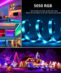 LED Strip Light Kit With Music Sync Sixteen Point Four Feet USB Powered Waterproof RGB 5050 Color Changing LED in various settings