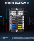 12V Marine Fuse Block With Waterproof Housing And LED Indicator, Includes 30 Fuses From 5A To 25A, Easy Diagnostics wiring diagram