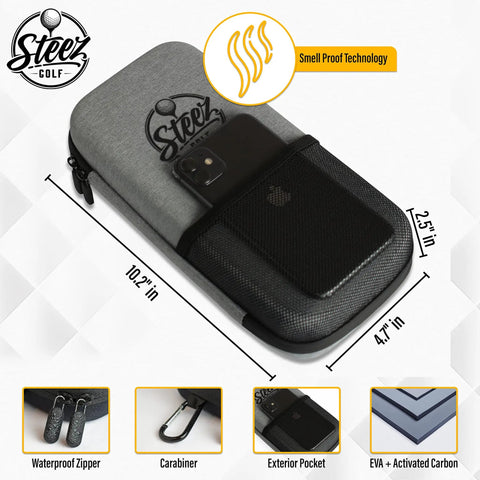 Golf Accessory Case And Bag Organizer Airtight Water Resistant Protective Hard Case for Phone Tees Ball Markers with Removable Glove Hanger