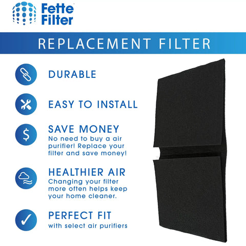 Premium Universal Carbon Pre Filter Rolls For Honeywell HRF AP1 Filter A Cut To Size, shown with benefits, black filter rolls