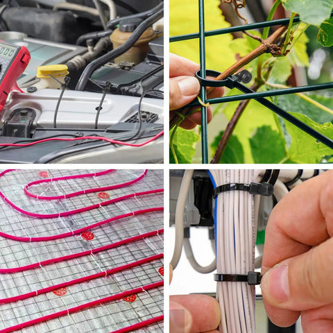 Heavy Duty Zip Ties With Screw Holes Mounting Tabs 12 Inch And 10 Inch 90 Pound Capacity used in various applications.