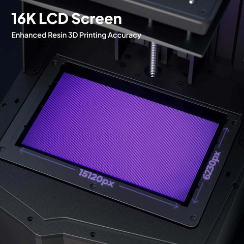 16K LCD screen detail of Saturn 4 Ultra 16K Resin 3D Printer with 10 Inch Mono LCD and Flip Up Lid Smart Tank Heating to 30 C