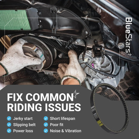 Mechanic installing Heavy Duty CVT Drive Belt For 125cc And 150cc GY6 Longcase Engines, 749mm length, 17.7mm width, 30 degree teeth