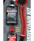 All In One Drivetrain Care Kit With Grunge Brush Dry Lube And EcoTech Degreaser For Cyclists Who Want Quick Clean Smoother Shifts Pro Grade Chain Lubrication And Peak Gear Performance On Every Ride. packaged bike drivetrain cleaner kit with brush and 120 ml bottles