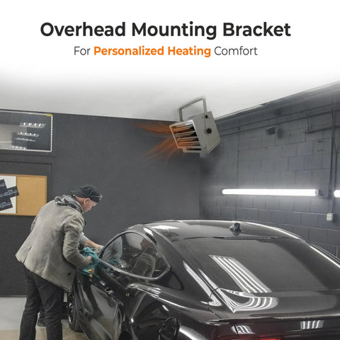 5000W Ceiling Mounted Garage Heater For Indoor Use 240V Electric Shop Heater With 3 Heat Settings installed in a garage