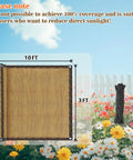 Outdoor Fence Privacy Screen 3 Ft By 10 Ft Brown Made From Durable HDPE Mesh With Reinforced Grommets shown with measurement