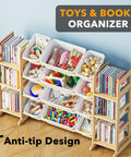 Toy Storage Organizer With Six Shelves And Twelve Bins Bookshelf For Playroom And Bedroom Organization Kid Friendly