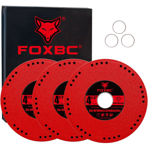 Diamond Cut Off Wheel 4-1/2 Inch For Metal - Multi Purpose Grinding And Cutting Disc For Angle Grinder, 3 Pack front view