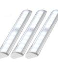 Motion Sensing LED Light 10 LED Under Cabinet Battery Powered Wireless Stick On Night Light 3 Pack With Magnetic Tape Strips