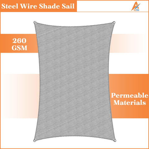 12 X 40 Sun Shade Sail With Wire Cable And A Rings, Light Gray, Rectangle Heavy Duty Canopy, HDPE fabric, shown flat