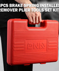 8 Piece Brake Service Kit With Spring Installer And Remover Pliers DIY Friendly Tools Set In Red With Durable Carrying Case