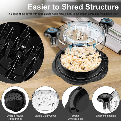 Large Chicken Shredder Tool With Twist, Brush And Fork, Visible Meat Shredder Machine, Anti Slip Strip, Ergonomic Handle, BPA Free