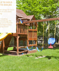Playground set with slide and swing, featuring Beefy Heavy Duty Swing Hangers With Quiet Bearings, 180 Degree Swing Hardware.