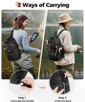 Two women by a lake using a Women's Fishing Sling Bag With Lure Rod Holder And Phone Pouch Waterproof 3600 Tackle Backpack